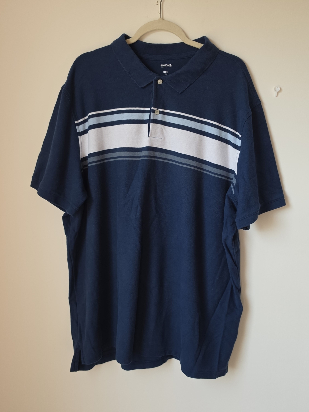 Sonoma Men's Navy Striped Polo Shirt